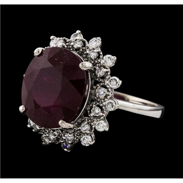 10.75 ctw Ruby and Diamond Ring - 14KT White Gold