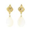 Image 1 : 0.04 ctw Diamond and Mother of Pearl Dangle Earrings - 14KT Yellow Gold