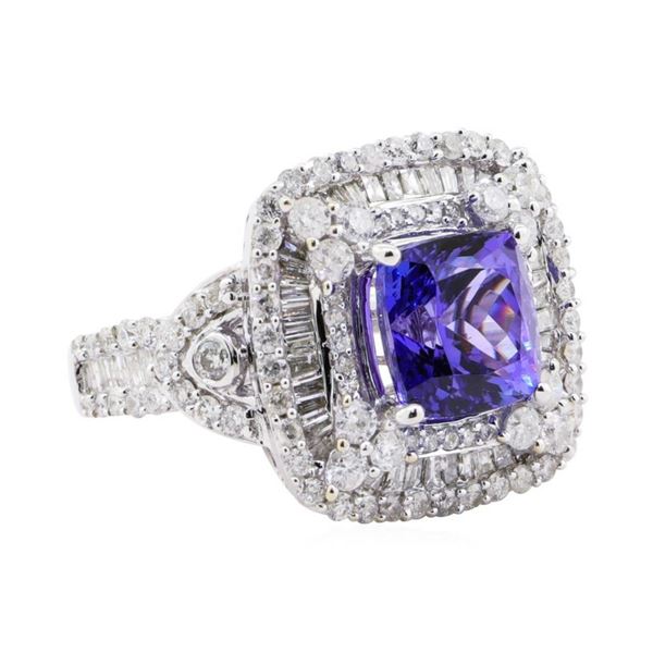 4.25 ctw Tanzanite and Diamond Ring - 14KT White Gold