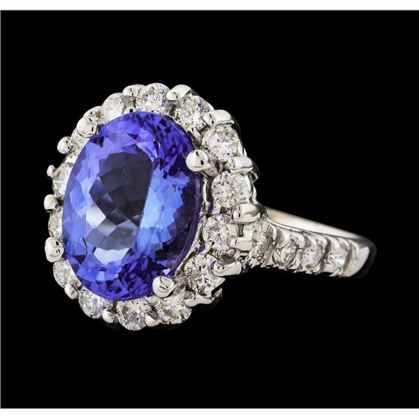 4.13 ctw Tanzanite and Diamond Ring - 14KT White Gold