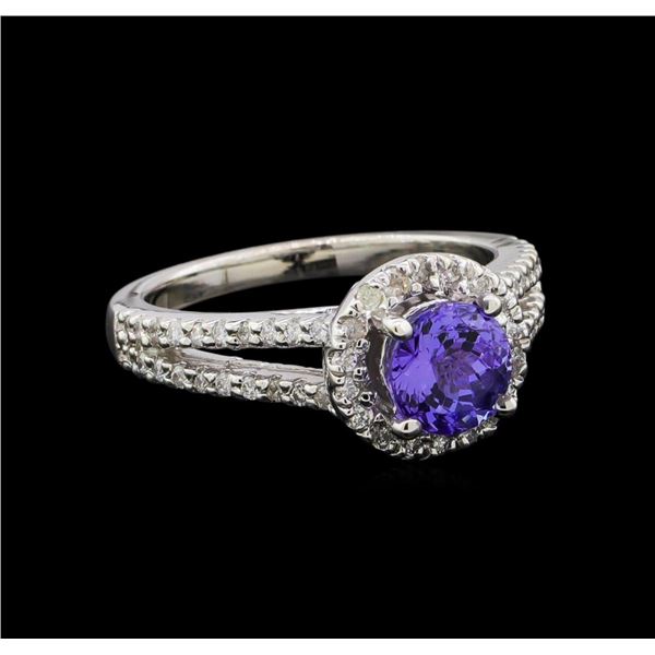 1.37 ctw Tanzanite and Diamond Ring - 14KT White Gold