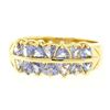 Image 2 : 14k Yellow Gold Dual Two Row 1.40 ctw 14 Trillion Cut Natural Tanzanite Band Rin