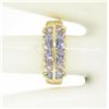 Image 5 : 14k Yellow Gold Dual Two Row 1.40 ctw 14 Trillion Cut Natural Tanzanite Band Rin