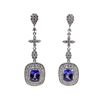 Image 1 : 4.99 ctw Tanzanite and Diamond Earrings - 14KT White Gold