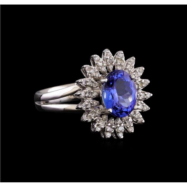 2.60 ctw Tanzanite and Diamond Ring - 14KT White Gold