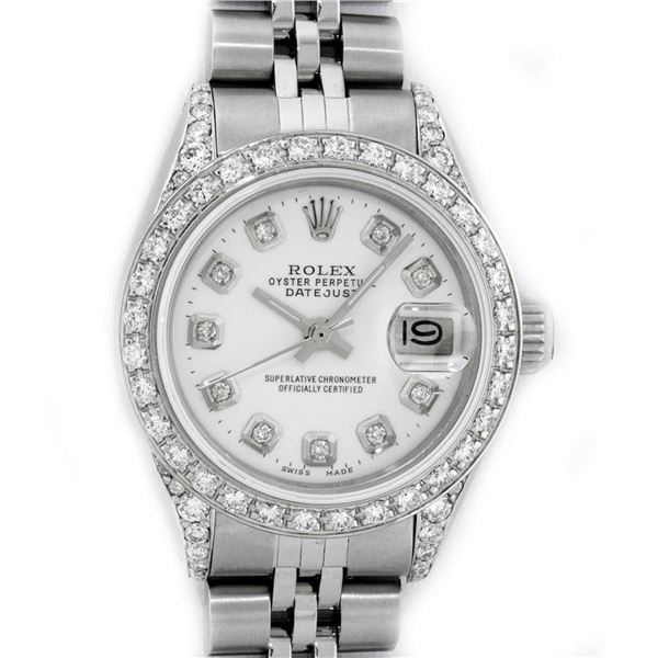 Rolex Ladies Stainless Steel White Diamond Lugs & Datejust Wristwatch