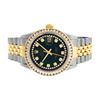 Image 3 : Rolex Mens 2 Tone Green String Princess Cut Diamond Datejust 26MM Wristwatch