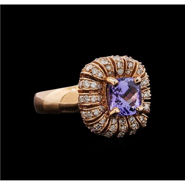 14KT Rose Gold 1.68 ctw Tanzanite and Diamond Ring