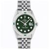 Image 2 : Rolex Mens Stainless Steel Green Vignette Diamond Oyster Perpetual Datejust Wris