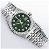 Image 3 : Rolex Mens Stainless Steel Green Vignette Diamond Oyster Perpetual Datejust Wris