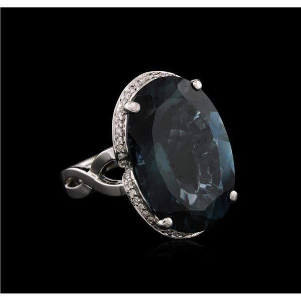 14KT White Gold 34.24 ctw Blue Topaz and Diamond Ring