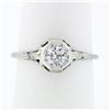 Image 1 : Antique Art Deco 18k White Gold Petite .36 ctw Transitional Diamond Solitaire Ri