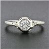 Image 2 : Antique Art Deco 18k White Gold Petite .36 ctw Transitional Diamond Solitaire Ri
