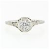 Image 4 : Antique Art Deco 18k White Gold Petite .36 ctw Transitional Diamond Solitaire Ri