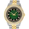 Image 1 : Rolex Mens 2 Tone Green Vignette String VS 3 ctw Channel Set Diamond Datejust Wr