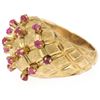 Image 2 : 18K Yellow Gold 0.70 ctw Cabochon Ruby Cluster Checkerboard Cocktail Ring