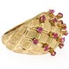 Image 3 : 18K Yellow Gold 0.70 ctw Cabochon Ruby Cluster Checkerboard Cocktail Ring