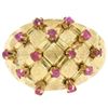 Image 4 : 18K Yellow Gold 0.70 ctw Cabochon Ruby Cluster Checkerboard Cocktail Ring