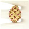 Image 5 : 18K Yellow Gold 0.70 ctw Cabochon Ruby Cluster Checkerboard Cocktail Ring