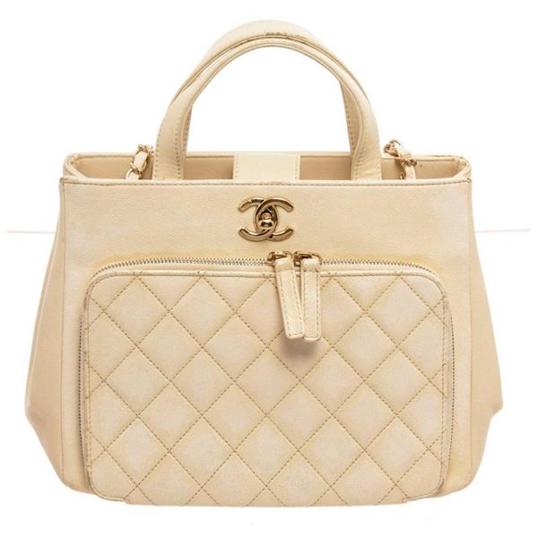 Chanel Cream Caviar Leather Business Affinity Shoulder Bag