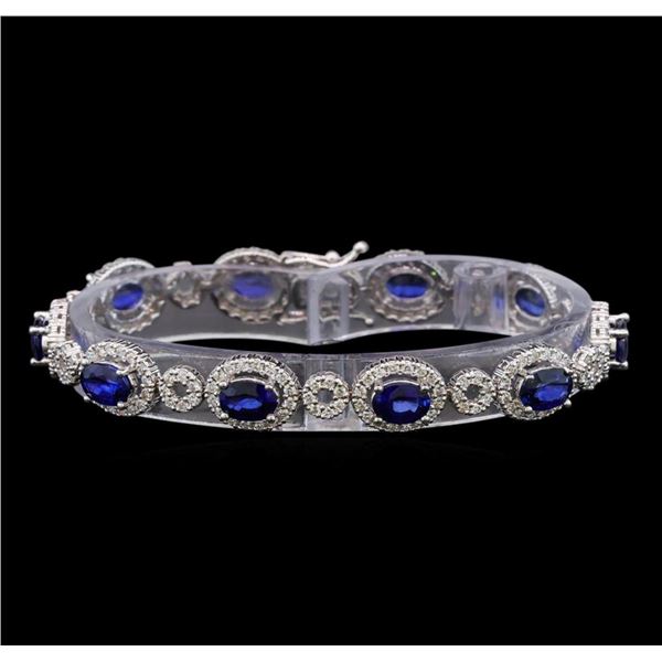 14KT White Gold 8.85 ctw Sapphire and Diamond Bracelet