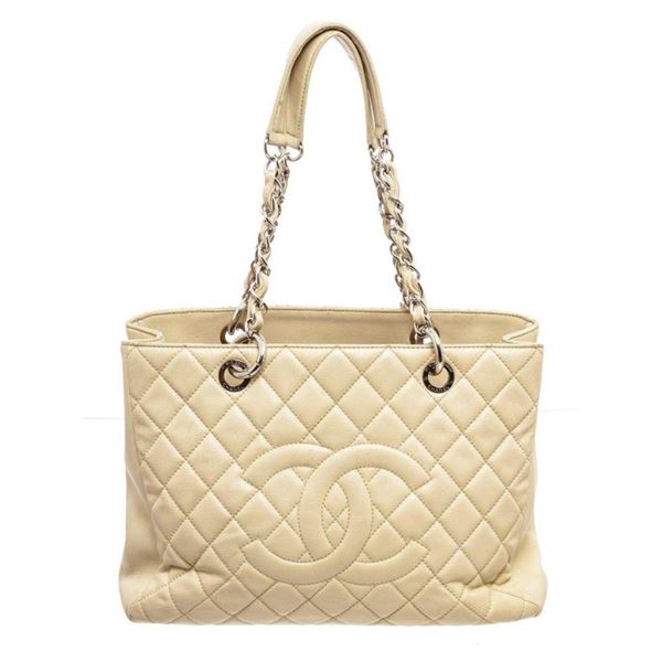 Chanel Light Beige Caviar Leather GST Shoulder bag