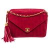 Image 1 : Chanel Red Suede Envelope Tassel Shoulder Bag