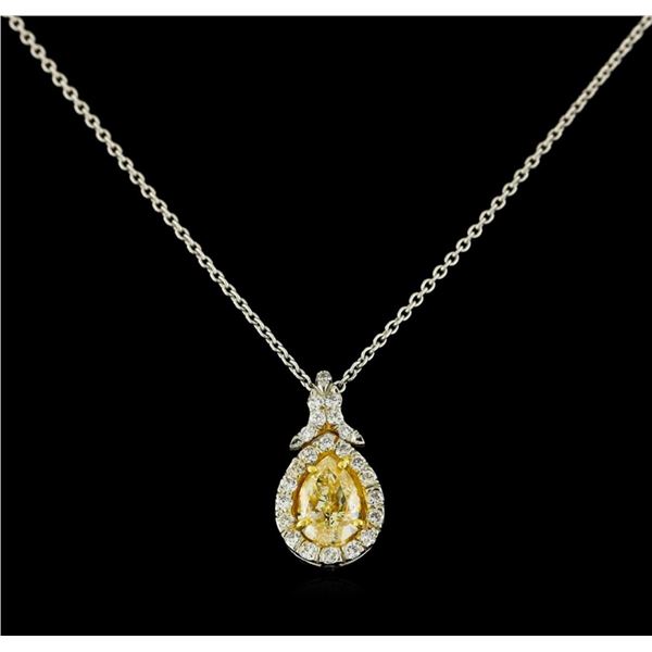 EGL USA Cert 1.28 ctw VS1 Fancy Yellow Diamond Pendant With Chain - Platinum