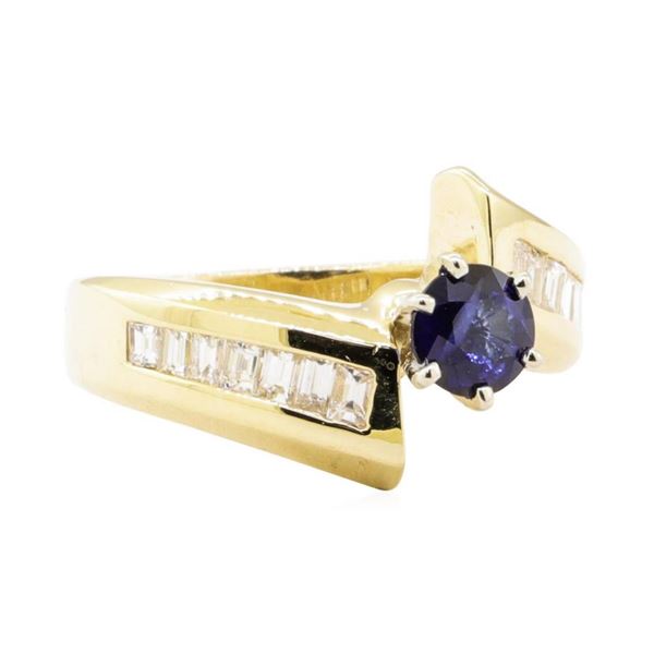 1.31 ctw Blue Sapphire and Diamond Ring - 14KT Yellow Gold