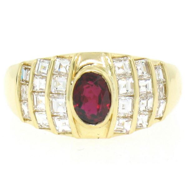 Estate 18kt Yellow Gold 1.75 ctw Ruby and Diamond Wide Band Ring