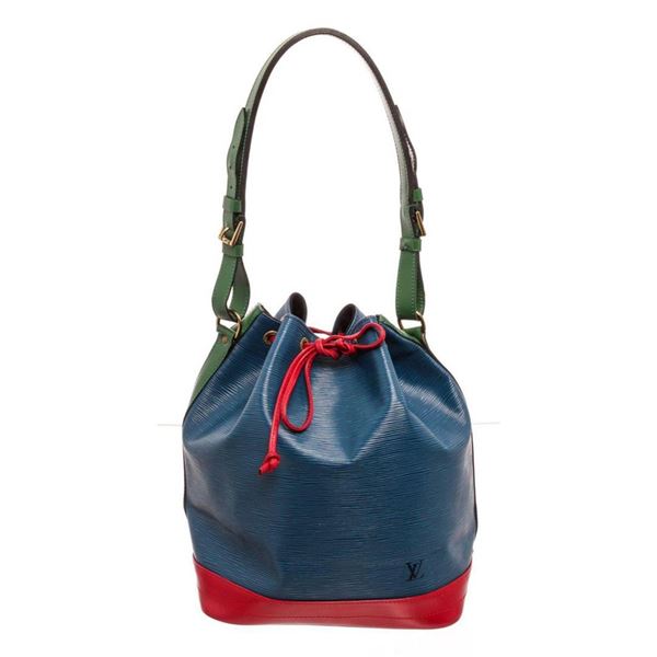 Louis Vuitton Blue Red Epi Leather Noe GM Bucket Bag