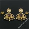 Image 6 : Vintage Victorian Revival 14K Yellow Gold 2.8 ctw Oval Garnet Open Dangle Earrin