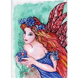 Original Art Painting Fairy Watercolor Fantasy #2021554