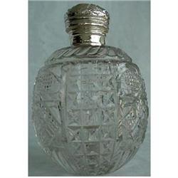 CUT GLASS & ST SILVER PERFUME BOTTLE ANTIQUE #2022608