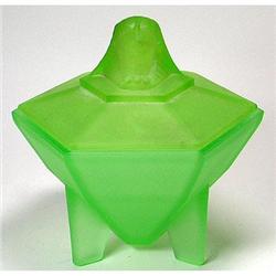 Sphinx Green Satin Glass Art Deco Powder Jar #2036995