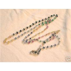 SS~ EMERALD AND SAPPHIRE NECKLACE  24" LONG~ #2037182