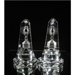 Pair of  Val St. Lambert Crystal Obelisks #2037188