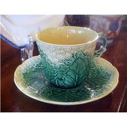 Wedgwood Majolica Cup &amp; Saucer, Cauliflower#2037302
