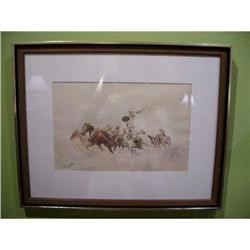 Watercolor, Argentine Cowboy and Horses #2037305