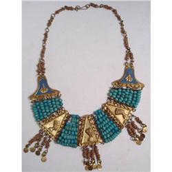 deco 20's Egyptian HEAD enamel Collar NEcklace #2037463