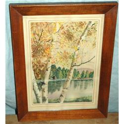 Vintage Landscape Watercolor  Painting  Signed #2037616