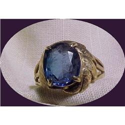 Estate 10K Gold Ring with large blue Topaz sz 9#2037621