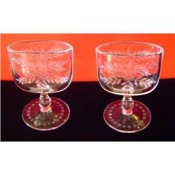 Pair of  Engraved Depression Glass Holders #2037692