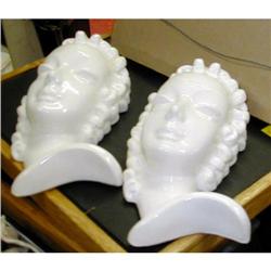 2 Art Deco Female Stylized Hanging Heads  #2037744