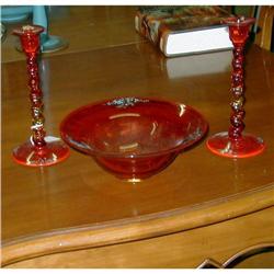 Lovely Fostoria Console Set Bowl & Candlesticks#2037755