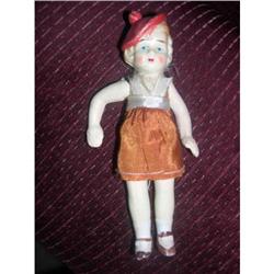 5"  Bisque Marked Japan Doll molded red hat #2048307