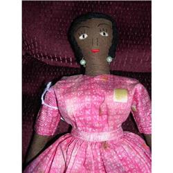 12" Black Cloth Doll in Pink With Stitched #2048365