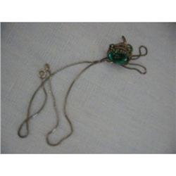 Sterling silver filigree pendant w green stones#2048371