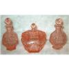 Pink Depression Glass Perfume Bottle Vanity Set#2048697