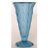 Blue Satin Art Deco Pressed Glass Chevron Vase #2048708